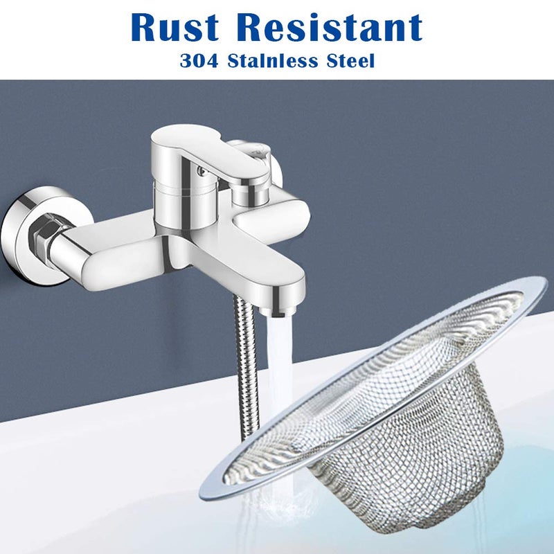 BESSEEK 2 Pcs Heavy Duty Stainless Steel Slop Basket Filter Trap, 4.41" Top / 2.44" Mesh Metal Sink Strainer, Perfect for Kitchen Sink/Bathroom Bathtub RV Wash Basin Floor Drain Balcony Drain Hole - Image 5